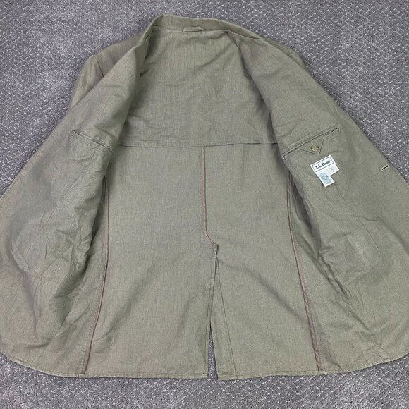 Vintage LL Bean Blazer Jacket Men's 40R Olive Green Cotton Linen - Picture 5 of 13